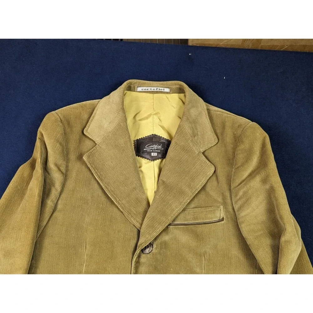 Vintage Cortefiel Jacket Mens 39 Brown Corduroy Western Blazer Sport Coat Cowboy
